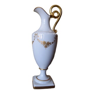 Early 20th Century Ak Kaiser West Germany Porcelain Ewer-Form Vase With Gilt Scroll Handle For Sale