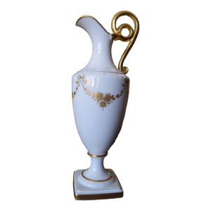 Early 20th Century Ak Kaiser West Germany Porcelain Ewer With Gilt Scroll Handle