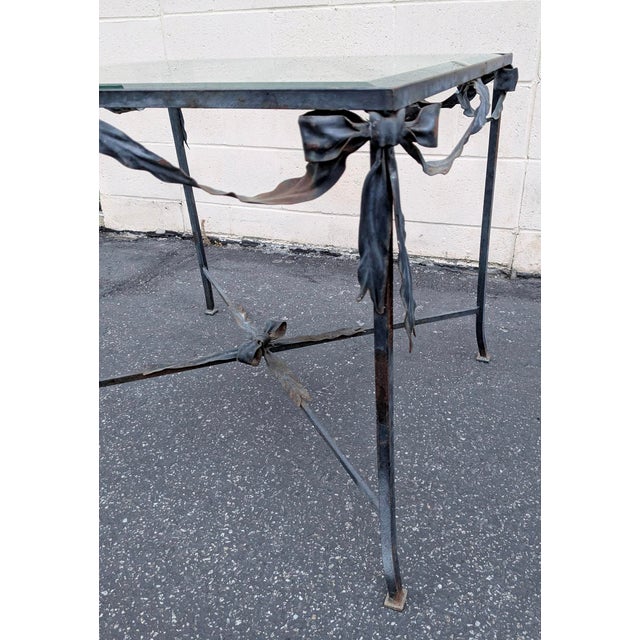 Maison Jansen Vintage French Neoclassical Wrought Iron & Glass Center Table in the Manner of Maison Jansen For Sale - Image 4 of 8