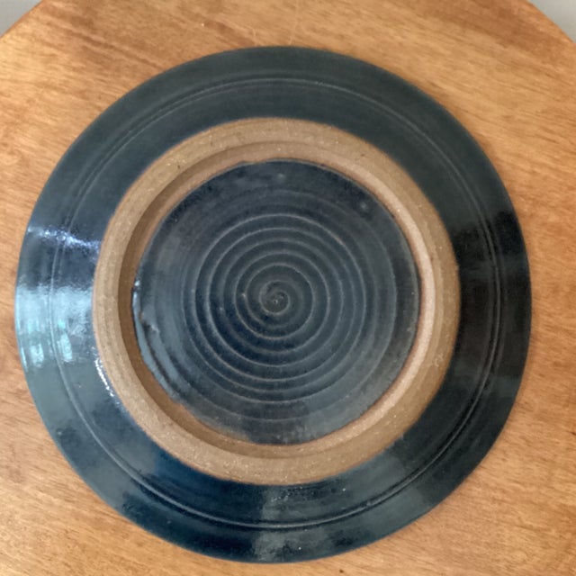 Mid Century Studio Pottery Abstract Design Stoneware Glazed Shallow Bowl/Platter For Sale - Image 9 of 12