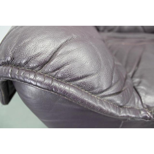 Italian Dark Purple Leather Swivel Lounge Chair, 1980s For Sale - Image 14 of 18