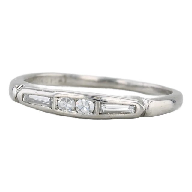 0.12ctw Diamond Wedding Band Platinum Size 5.75 Stackable Ring For Sale