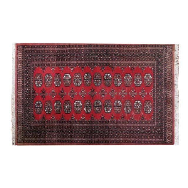 Pakistani Bukhara Rug in Cotton and Wool For Sale