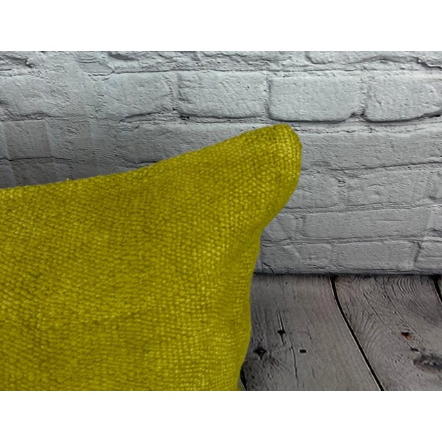 Turkish 16 x 24 Hemp Pillow Turkish Cushion Natural Green Pillow Cushion Cover For Sale - Image 3 of 4