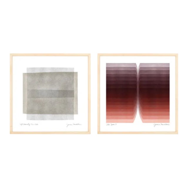Slate Grey & Burgundy Framed Print Set by Jessica Poundstone For Sale