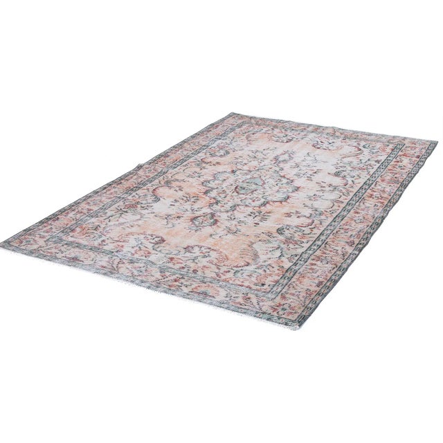Mid 20th Century 1960s Vintage Hand-Knotted Turkish Oushak Rug - 6′1″ × 9′3″ For Sale - Image 5 of 6