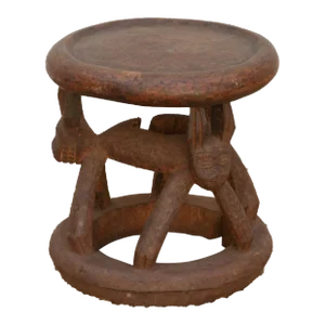 Antique Bamileke Feline Carving Stool