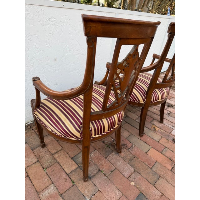Early 20th Century English Style Neoclassical Arm Chairs, Pair For Sale In New York - Image 6 of 11