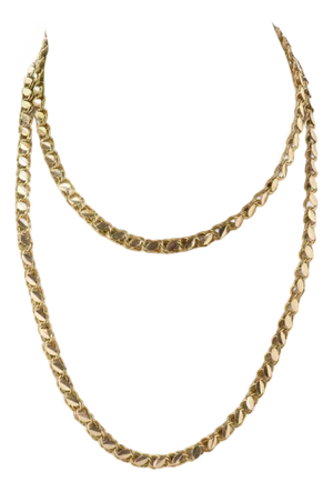 Charm Link 18k Yellow Gold Long Chain Necklace 36" Long