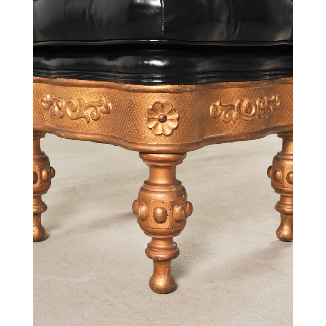 Pair of Empire Aesthetic Leather Giltwood Ottoman Footstools For Sale - Image 17 of 18