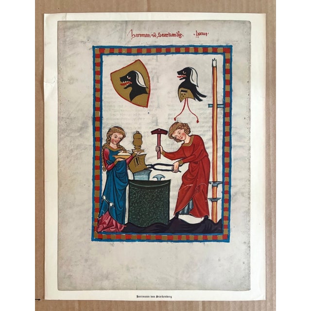 Up for sale is this gorgeous print from a vintage portfolio of reproductions of the Codex Manesse, the most famous...