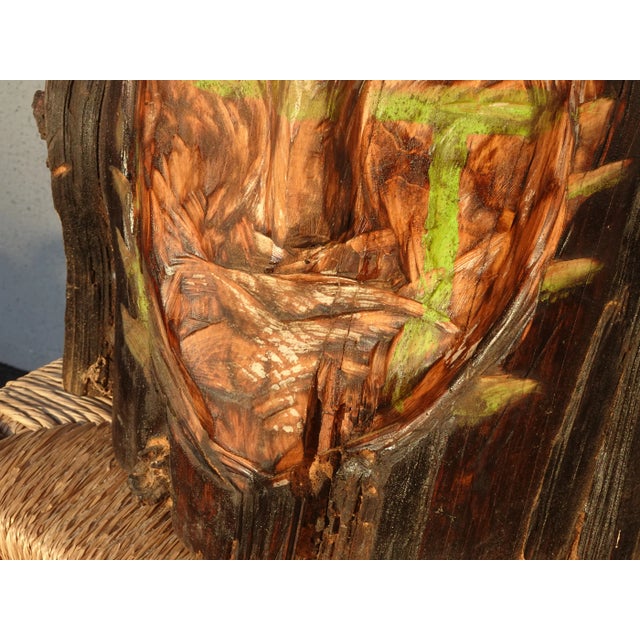 Vintage Hand Carved Face on a Wooden Log ~ Decorative Decor For Sale - Image 9 of 12