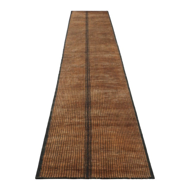 Traditional Vintage Tuareg Runner Mat, Brown and Beige Striped Patterns - Rug & Kilim For Sale - Image 3 of 7
