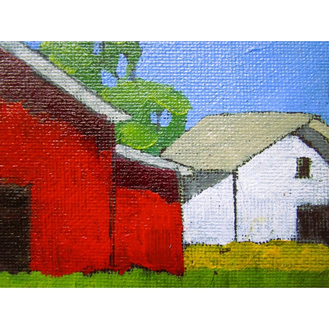 Contemporary Miniature California Barns 4x4 Lynne French Farm Landscape O/C For Sale - Image 3 of 5