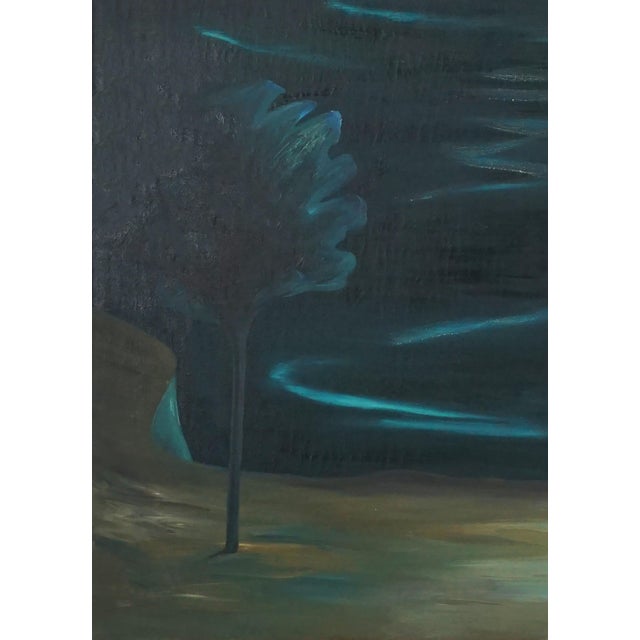 Surreal Full Moon Hawaii Cliff House Nocturnal Hawaiian 1940s Landscape Symbolic and surreal mid century nocturnal...