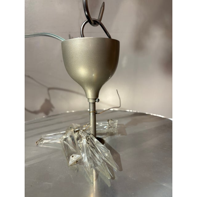1950s Italian Mid-Century Chrome and Bohemian Crystal Flush Mount For Sale - Image 4 of 8