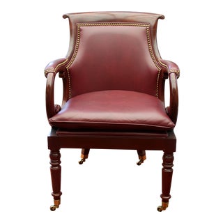 Hancock & Moore Burgundy Leather Arm Chair or Desk Chair For Sale
