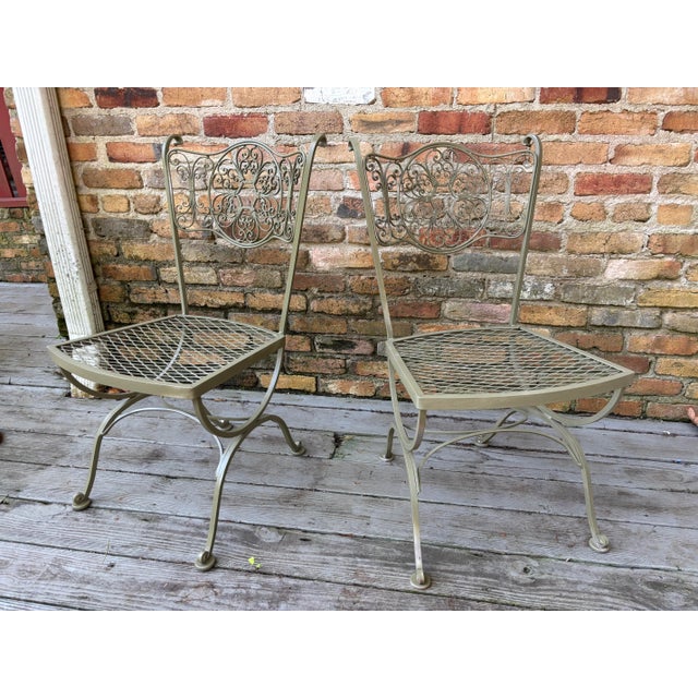 Coastal 1960s Russell Woodard Andalusian Iron Patio Chairs - Set of 2, Attributed For Sale - Image 3 of 7