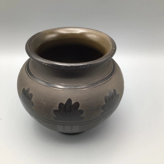 1970s Kovats Studio Art Hungarian Black Pottery Squat Vase Signed For Sale - Image 5 of 12