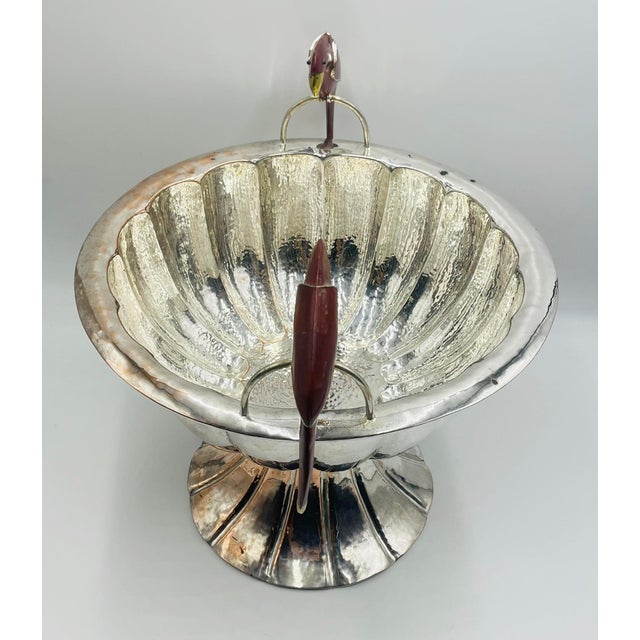 1980s Emilia Castillo Sculptural Parrot Center Bowl in Jasper & Silver-Plate, Mexico For Sale In Los Angeles - Image 6 of 18
