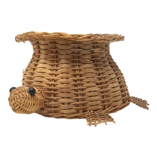 Vintage Wicker Turtle Basket For Sale