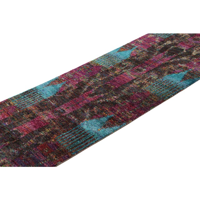 Rug & Kilim Rug & Kilim’s Contemporary Runner Rug With Polychromatic Ikat Geometric Patterns For Sale - Image 4 of 7