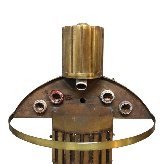 1930s 1930s Oversized Art Deco Brass Architectural Theater Lighting Sconces - Set of 4 For Sale - Image 5 of 7