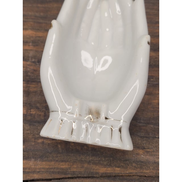 Ceramic Mid 20th Century Porcelain Cupped Hands Trinket Dish - Made in Japan For Sale - Image 7 of 12