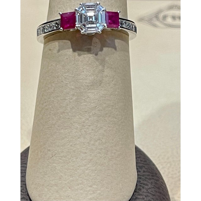 2000 - 2009 0.70 Ct Natural Ruby & 0.75 Ct Diamond 18 Karat White Gold Cocktail Ring For Sale - Image 5 of 18