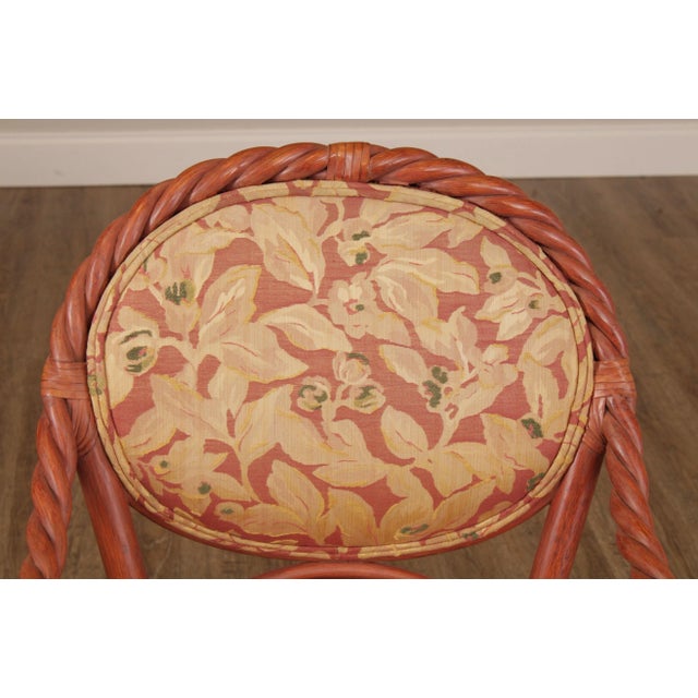 Brick Red McGuire of San Francisco Painted Twisted Rattan Armchairs (B) - a Pair For Sale - Image 8 of 13