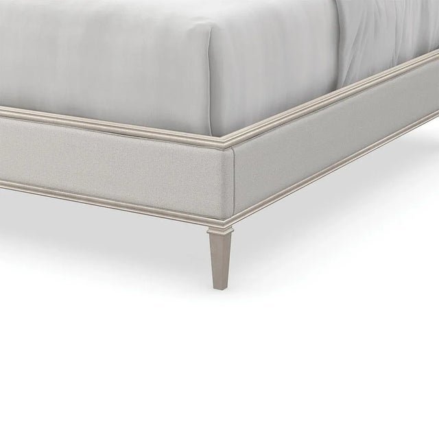 Transitional Transitional Style Upholstered King Bed in Silver For Sale - Image 3 of 4