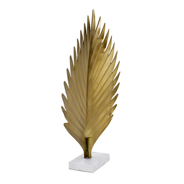 2020s Matthew Izzo Home Sprig Antique Brass Table Sculpture on Marble Base For Sale - Image 5 of 7