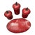 Southern Living “Cinnabar” Red Ceramic Canister Set & Oval Platter – 4 Pieces For Sale
