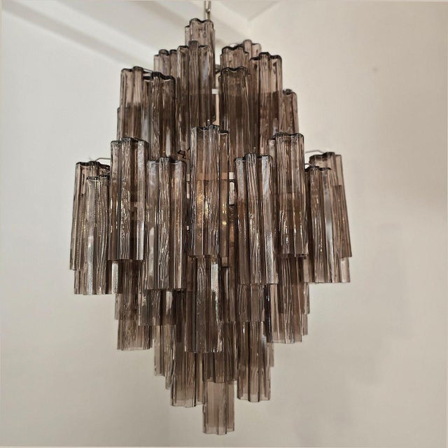 1990s Large Brown Tronchi Murano Glass, Mid Century Chandelier For Sale - Image 11 of 15