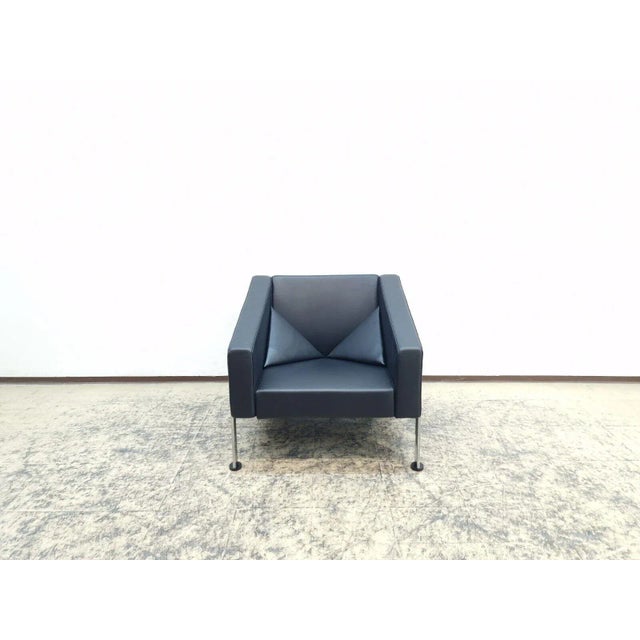 Fritz Hansen Real Leather Armchair in Black by Fritz Hansen For Sale - Image 4 of 13