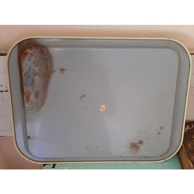 Vintage Metal Enamel Winter Pinecone Pine Tree Tray For Sale - Image 4 of 5