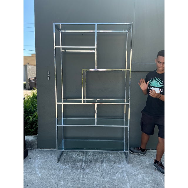 Mid-Century Modern Vintage Polished Chrome Etagere After Milo Baughman For Sale - Image 3 of 12
