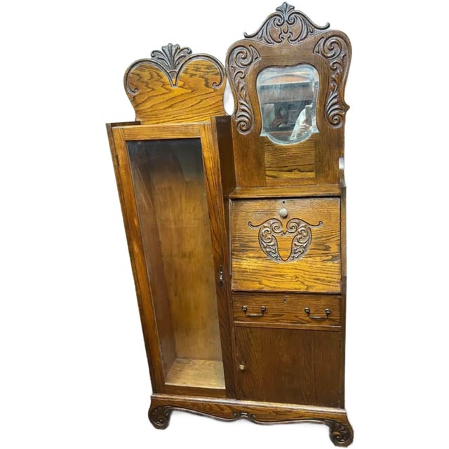 Early 20th Century Antique Side by Side Bookcase with Secretary Desk For Sale - Image 12 of 12