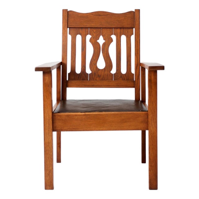 Antique Arts and Crafts Mission Oak Armchair For Sale