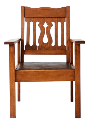 Antique Arts and Crafts Mission Oak Armchair