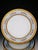 A rare and superb set of six Limoges porcelain dinner plates by Philippe Deshoulières in the "Orsay" pattern (sky gray)....