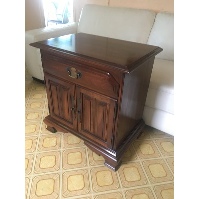 Solid cherry traditional nightstand made by Willet one draw two doors with raised panels