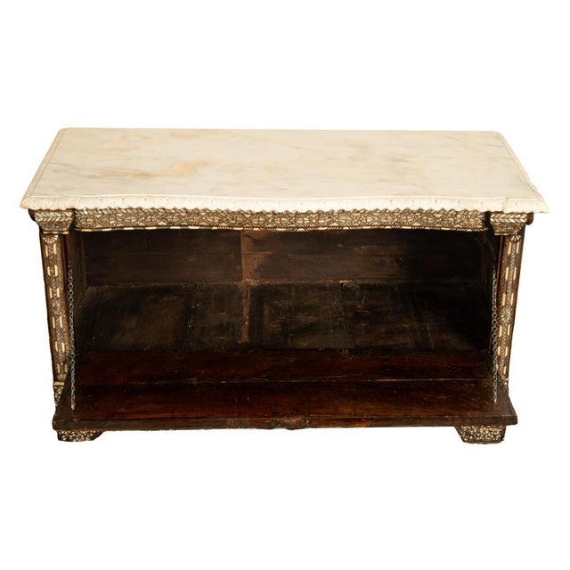 Antique White Antique Arabic Walnut Inlaid Mother-of-Pearl Dowry Marriage Chest Damascus 1860 For Sale - Image 8 of 17