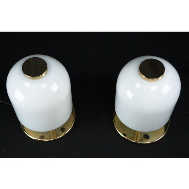 Italian Lattimo Murano Glass Mushroom Bedside Lamps, 1980s, Set of 2 For Sale - Image 9 of 13