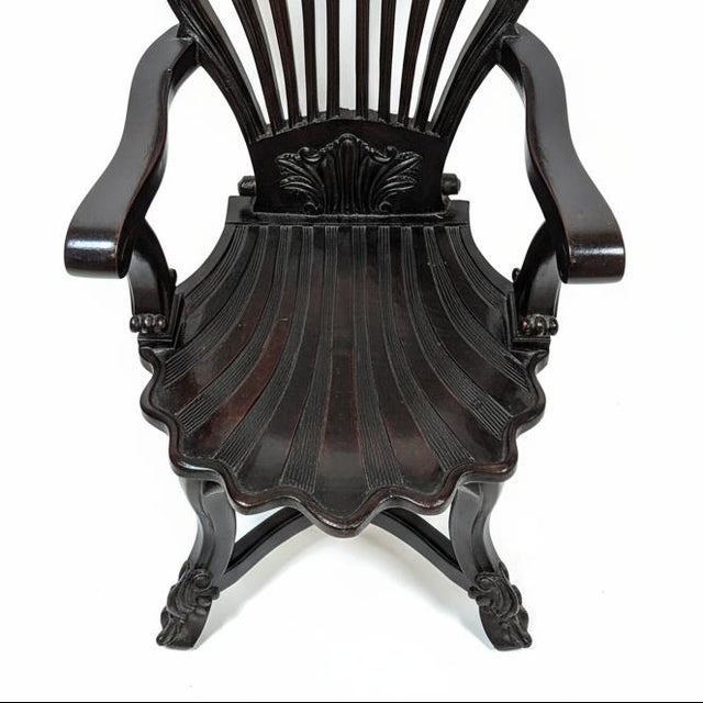 1980s Vintage Hand Carved Solid Wood Unique Side Arm Chair For Sale - Image 5 of 8