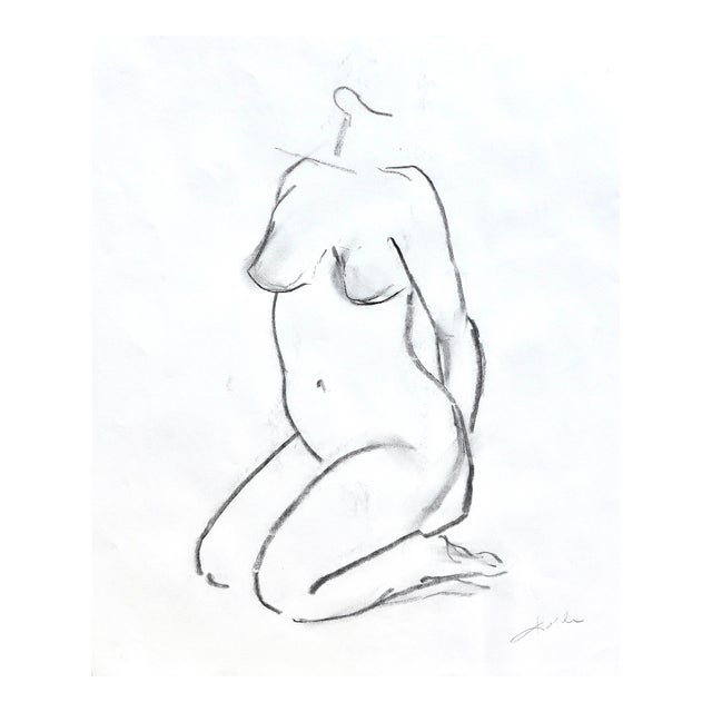 Martha Holden "Nude" Contemporary Charcoal Drawing For Sale