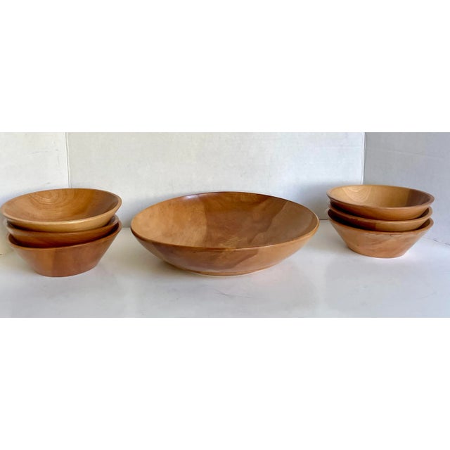 Wood Mid 20th Century Organic Modern Wood Bowl Serving Set - Set of 7 For Sale - Image 7 of 9