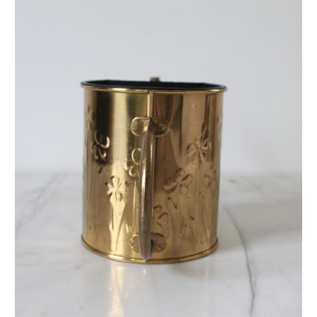 Metal Vintage Brass Watering Can W/ Floral Motif For Sale - Image 7 of 11