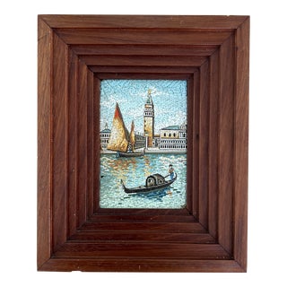 Vintage Framed Venetian Italian Grand Tour Micro Mosaic Painting For Sale