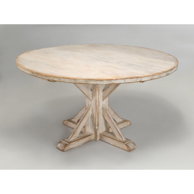 Country French White Washed Round Kitchen/Dining Table (6) Chairs For Sale - Image 4 of 17